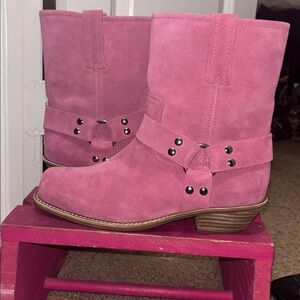 Jeffrey Campbell Pink Suede Heeled Boots